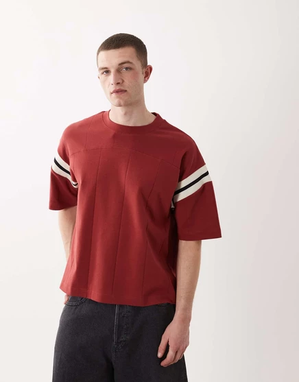 Мужская футболка ASOS Design оверсайз с контрастной вставкой, розовая