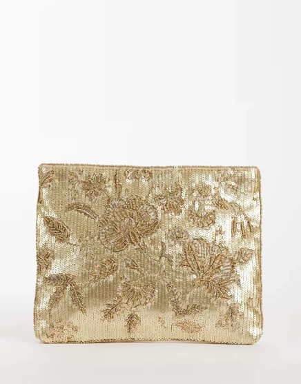 Женский клатч Accessorize с цветочной вышивкой, золотистый