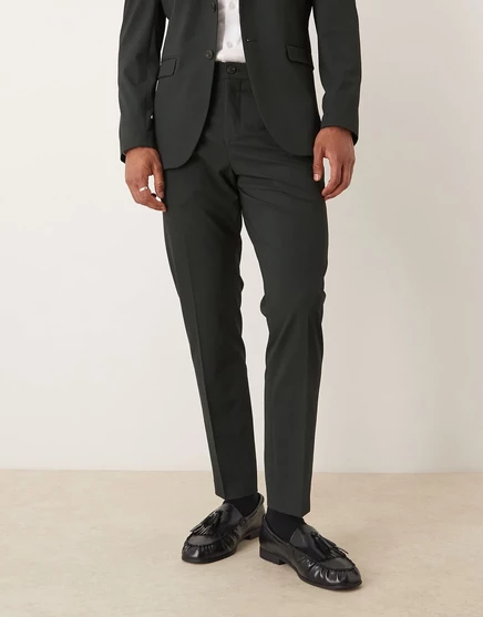 Выбранные брюки Homme Liam slim fit зеленого цвета forest night