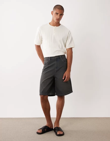 Мужские джинсовые шорты ASOS Design с защипами, темно-синие