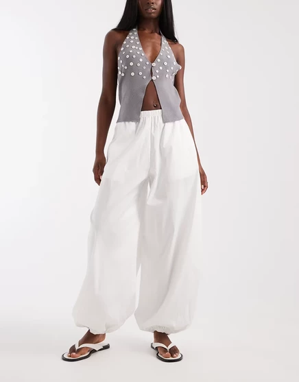 Женские широкие брюки Vero Moda Poplin Balloon, белые
