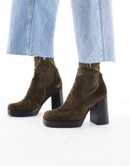 Ботинки ALDO Seraphica на высоком массивном каблуке из коричневой кожи mid brown