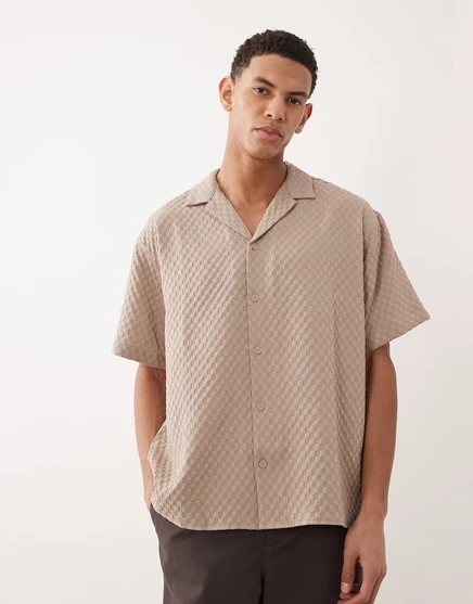 Мужская рубашка Jack & Jones вафельная, хаки