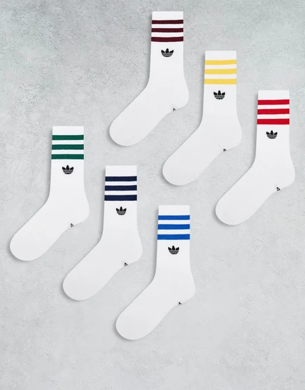 носки adidas Originals Trefoil 6-pack crew, белые, в цветовой гамме collegiate pop white