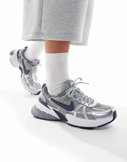 Кроссовки Nike V2K для бега серого и темно-синего цветов gray