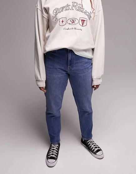 Голубые джинсы Topshop Hourglass Mom mid blue