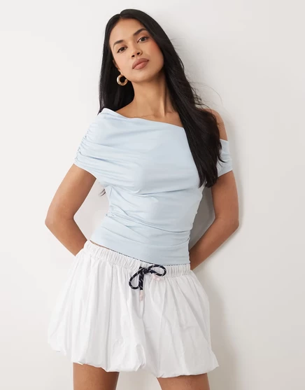 Женский топ ASOS Design на одно плечо со сборкой, синий