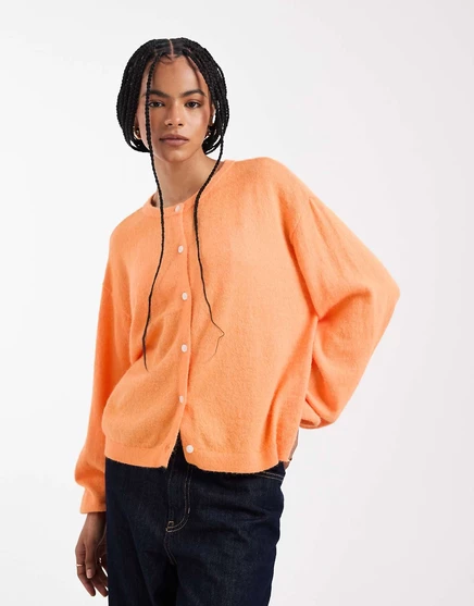 Вязаный кардиган из кусочков в красновато-оранжевом меланже russet orange