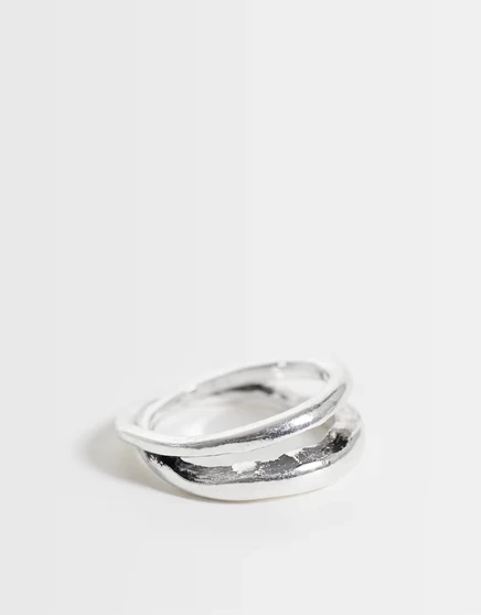 Мужское кольцо ASOS Design двойное, серебристое