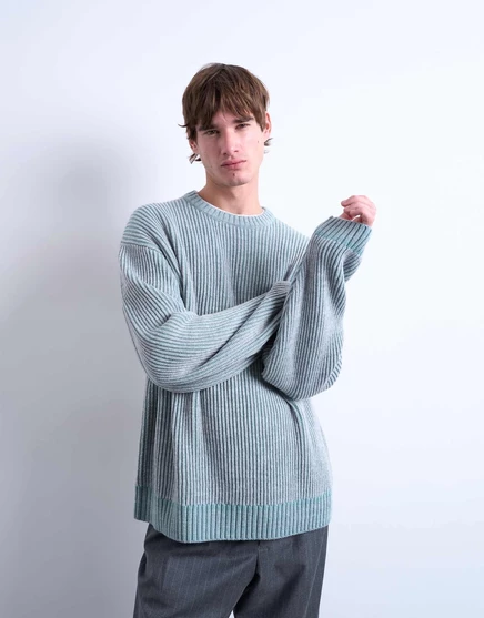 Вязаный рыбацкий свитер свободного кроя Topman синего цвета, окрашенный в стираный цвет blue