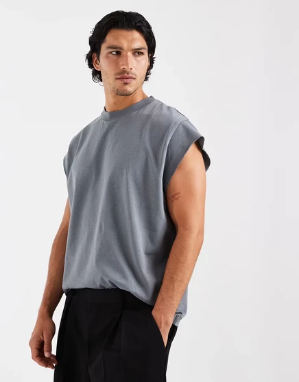 Мужская майка ASOS DESIGN оверсайз из плотной ткани с короткими рукавами, шалфейная