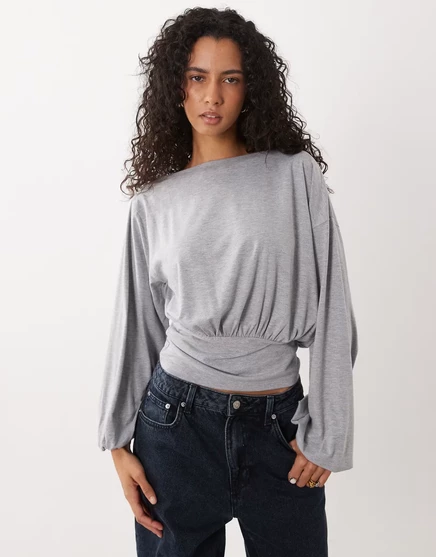 Женская футболка ASOS Design с рукавами летучая мышь, серая