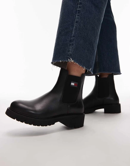 Кожаные ботинки челси от Tommy Jeans черного цвета black
