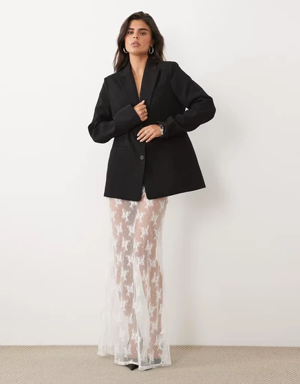 Макси-юбка ASOS DESIGN из прозрачного кружева белого цвета white