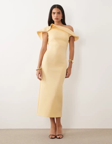 Женское миди-платье ASOS Design с драпировкой, соломенное