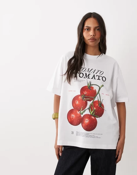 Женская футболка ASOS Design с принтом томата, белая