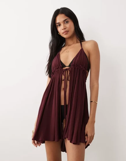 Женская пляжная накидка Miss Selfridge, сливовая