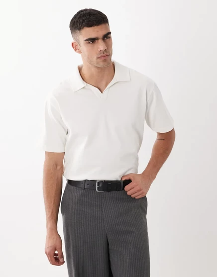 Мужская суперплотная рубашка-поло ASOS Design, серо-бежевая