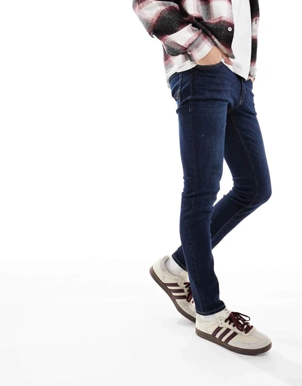 Джинсы Jack & Jones Intelligence Liam зауженного кроя темно-синего цвета.  blue denim