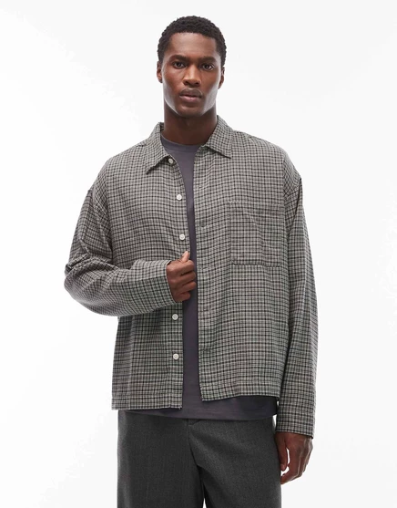 Свободная рубашка Jack &Jones в зеленую клетку seagrass