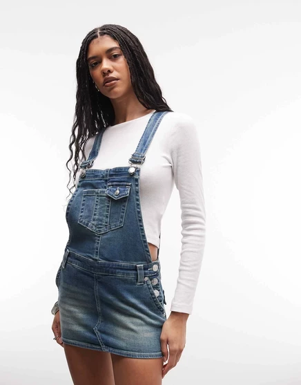 Джинсовый комбинезон True Religion, мини-платье синего цвета средней стирки