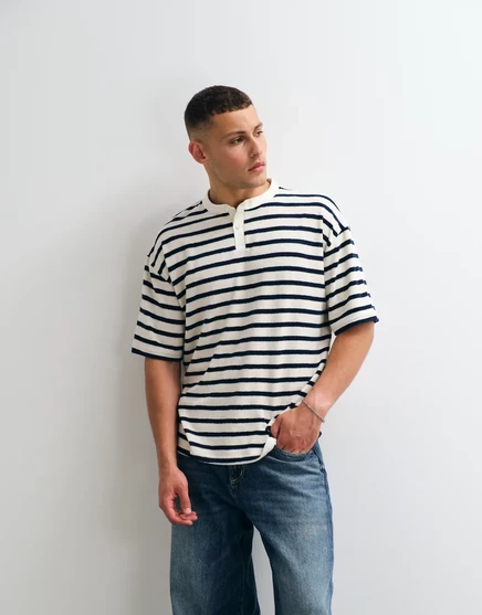 Мужская футболка ASOS Design свободного кроя, синяя в полоску