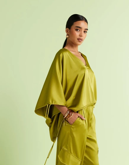 Женский атласный топ asos design с драпировкой, зеленый