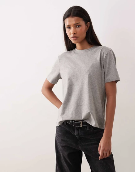 Футболка VILA oversize boyfriend fit среднего вересково-серого цвета medium gray
