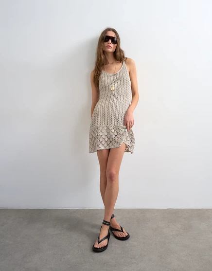 Женское вязаное мини-платье TopShop металлик, золотое