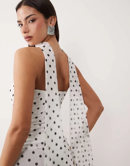 Женский топ ASOS Design бандо сетчатый с шарфом, в горох
