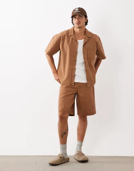Мужские джинсовые шорты ASOS Design свободные, коричневые