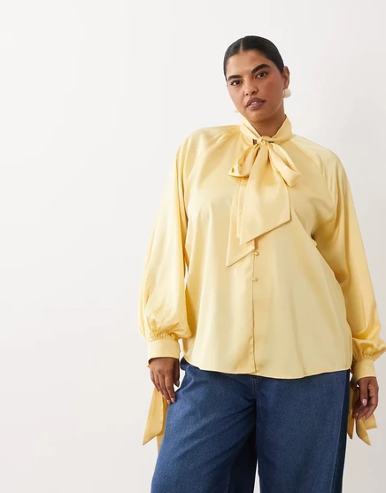 Женская блузка ASOS Curve с завязками, сливочная