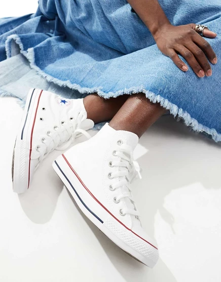 Белые парусиновые кроссовки Converse Chuck Taylor All Star Hi white