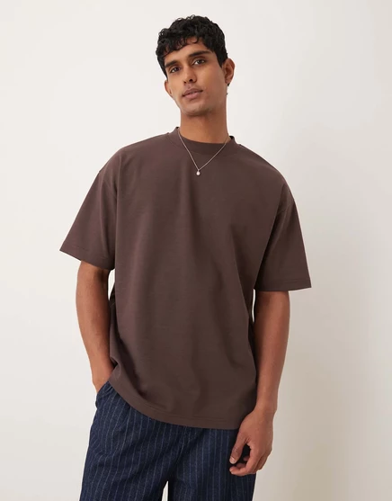Футболка ASOS DESIGN breatheMAX™ heavyweight oversize из коричневой хлопчатобумажной смеси seal brown