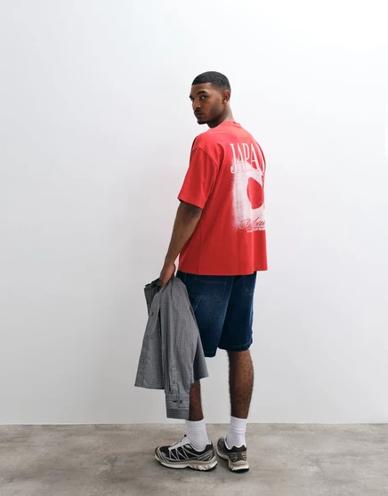 Мужская футболка ASOS Design оверсайз с принтом FIFA World Cup Japan, красная