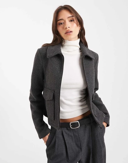 Женская укороченная куртка Vero Moda с карманами, темно-серая