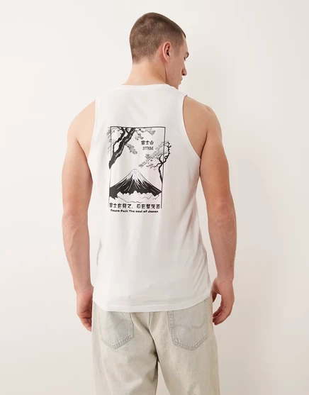Мужская майка Jack & Jones свободного кроя с принтом, белая