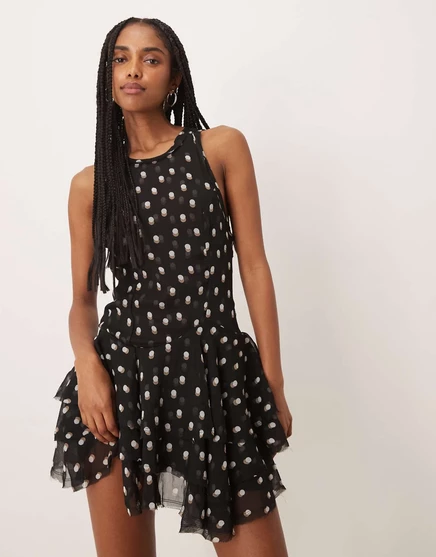 Мини-платье Free People с принтом ворона в ночном комбо night combo