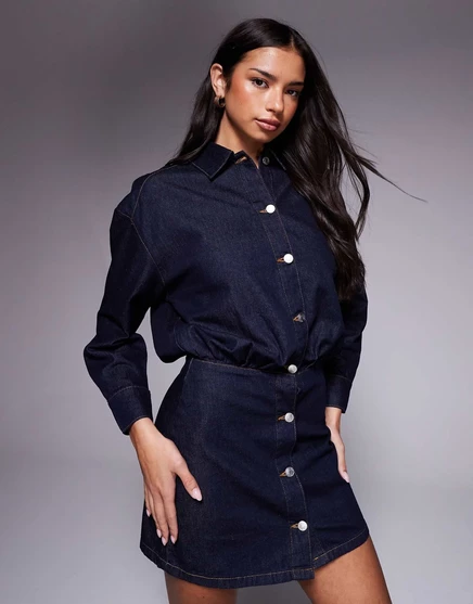 Платье-рубашка мини ASOS DESIGN джинсовое indigo