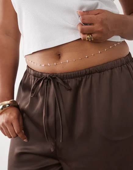 Женская поясная цепочка ASOS Curve с имитацией камней, золотистая
