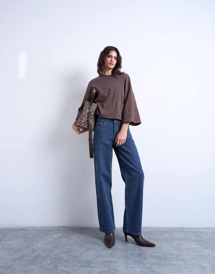 Джинсы с низкой посадкой Topshop Cinch в полоску цвета индиго с тафтинговой отделкой stripe