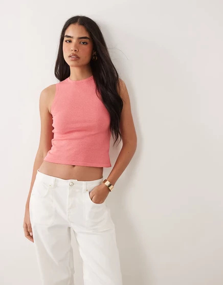 Женская тонкая вязаная майка ASOS Design, коралловая