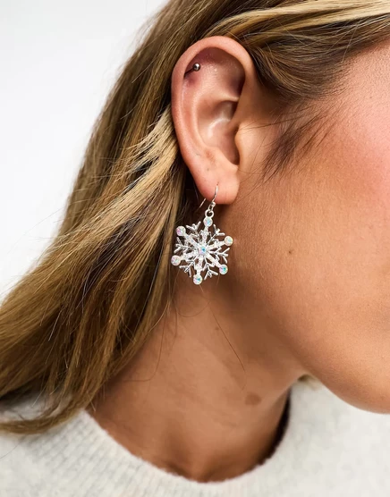 Женские серьги Accessorize в виде снежинки, серебристые