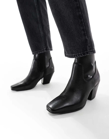 Ботильоны ALDO Adwaodith sock на низком каблуке из черной кожи black