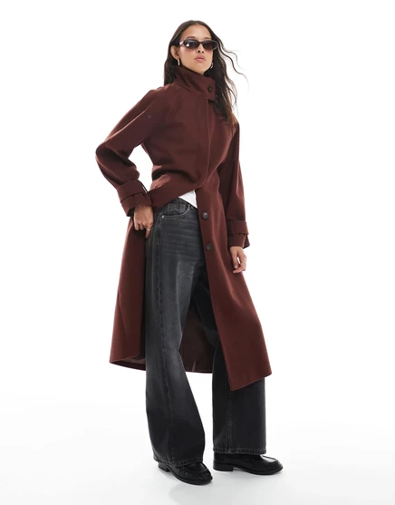 Женский длинный тренч ASOS Design, терракотовый