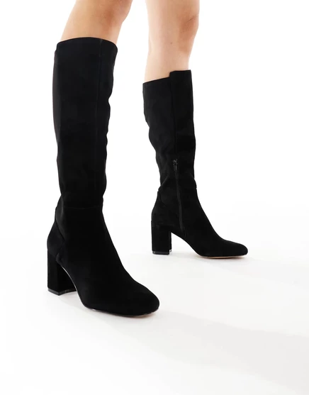 Сапоги до колена на массивном каблуке ALDO Satori из черной кожи black