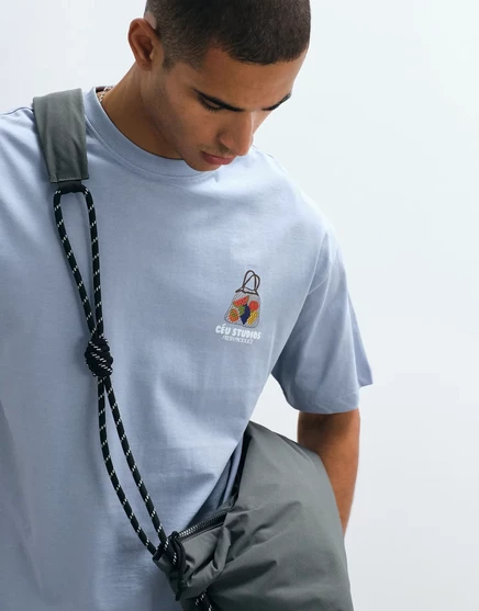 Мужская футболка Asos design oversize с принтом, голубая