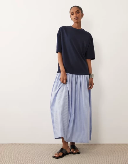 Женское комбинированное платье ASOS Design, темно-синее/полоска
