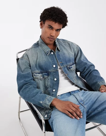 Мужская джинсовая куртка Tommy Jeans оверсайз средней стирки