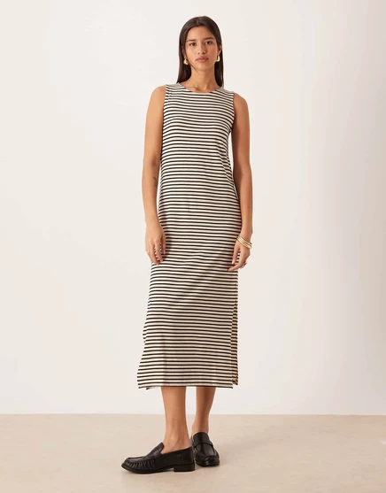 Платье макси без рукавов в монополоску Vero Moda Aware mono stripe